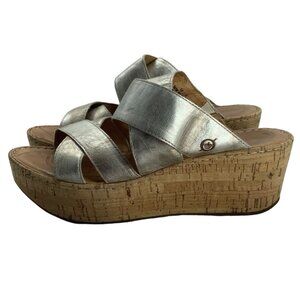 Born Silver Wedge Sandals